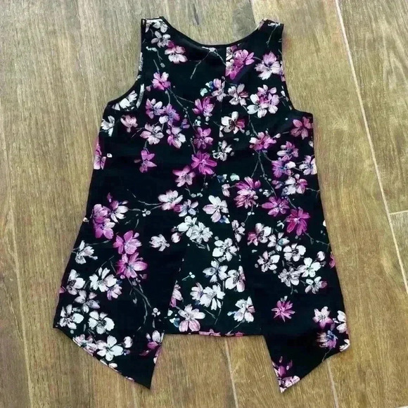 Express Split Back Chiffon Tank Top Floral Lace Print ID#400183 Blouse Office - Picture 11 of 11